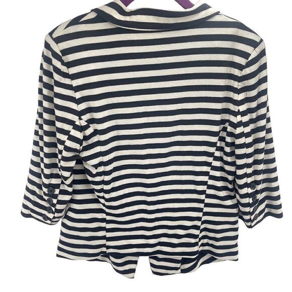 Monteau Women's Single Button Blazer Striped 3/4 Sleeve black white Medium - Picture 4 of 11